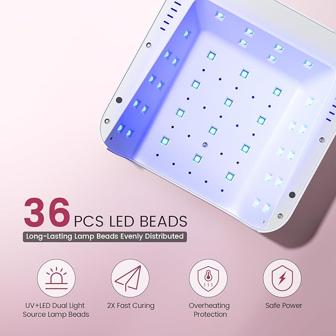 Lavinda UV Light for Gel Nails, Professional UV LED Nail Lamp 2X Faster Curing Nail Dryer Nail Light Compatible with All Gel Types for Home Salon (NovaGlow White)