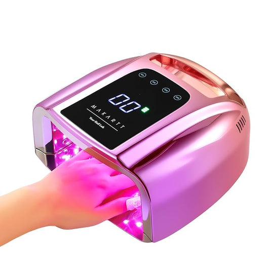 Makartt UV LED Nail Lamp with Handle for Gel Polish – Fast Curing UV Light Nail Dryer with 42 Beads 4 Timers Cordless Rechargeable Lamp LCD Touchscreen & Smart Sensor(Gradient Purple)