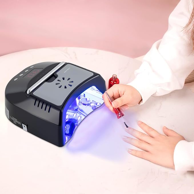 Professional 72W Nail Lamp with LCD Digital Timer, Fast 30s Cure LED Nail Dryer for Gel Polish, Portable UV/LED Light for Salon & Home Nail Art (Black)