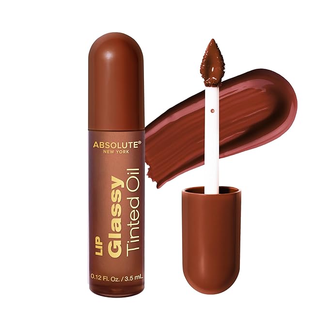 Absolute New York Dewy Water Lip and Cheek Tint, Glassy Tinted Lip Oil, with Vitamin E, Squalane and Jojoba Seed Oil (MLTN07 Berry Chocolate)