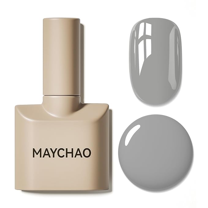 MAYCHAO 15ML Grey Gel Nail Polish 1Pc Silver Grey Gel Polish Soak Off UV LED Nail Polish Nail Art Starter Manicure Salon DIY at Home, 0.5 OZ