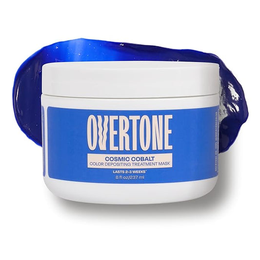 Overtone Semi Permanent Hair Color Conditioner, Extreme Blue is Cosmic Cobalt, 8 oz, Nourishing, Damage-Free, Color Depositing Mask for All Hair Types with Shea Butter & Coconut Oil, Vegan