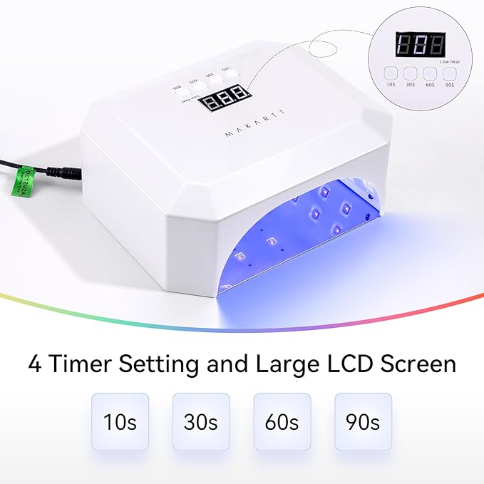 Makartt UV Nail Lamp: LED Light for Gel Polish 36W Nails Curing Dryer with 4 Timer Setting Display Auto Sensor, Professional Flash Cure Lamp for Salon & Home