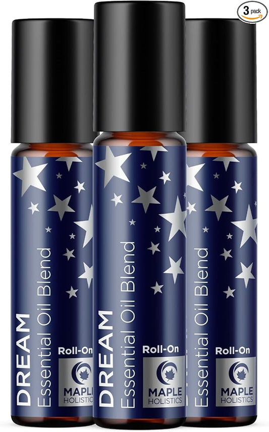 Sleep Essential Oil Roll On - Aromatherapy Essential Oil Roller for Restful Sleep and Relaxation with Pure Lavender & Roman Chamomile - Calming Pre-Diluted Blend for Nighttime Aromatherapy (3-Pack)
