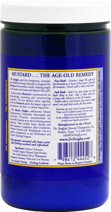 Dr. Singha’s Mustard Bath – Therapeutic Bath Salts for Relaxation, Soothing Comfort & Refreshing Aroma – 28 oz Aromatherapy Soak with Mustard Seed & Essential Oils - Bathing Alternative to Epsom Salt