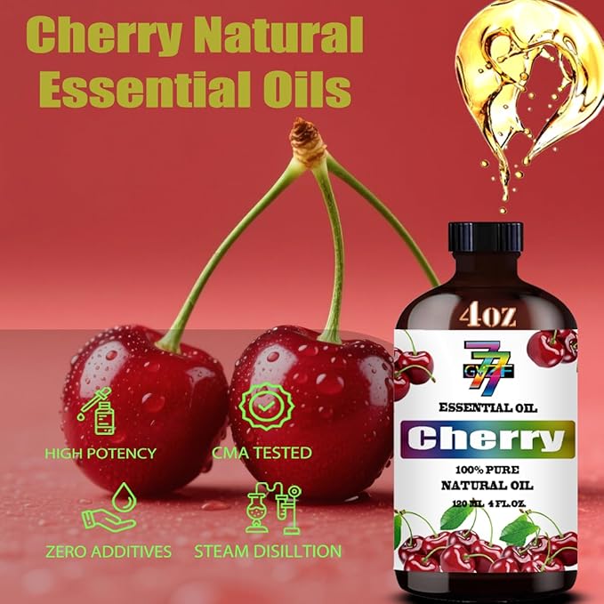 Pure Cherry Essential Oil (4 oz) - Natural Aromatherapy Scent for Diffusers, Humidifiers, DIY Candles, Soap Making, Bath & Home Fragrance