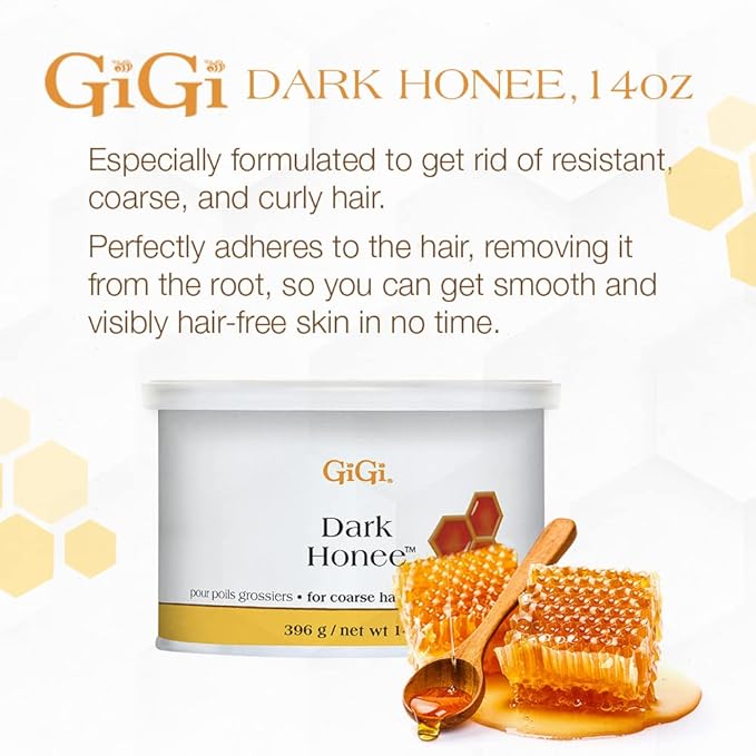 GiGi Dark Honee Soft Wax for Hair Removal, Removes Thick to Coarse Hair, Ideal for Normal to Dry Skin, Face & Body Wax for Men & Women, 14 oz