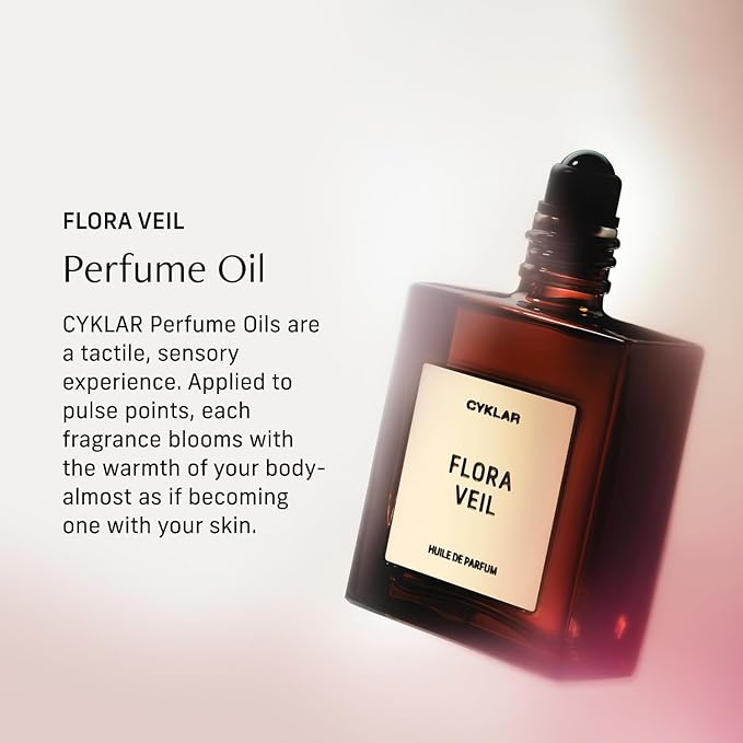 CYKLAR Perfume Oil Roll-On. Travel-Friendly Flora Veil Fragrance with Raspberry, Peony, and White Amber Notes. Long-Lasting Essential Oil Parfum for Women and Men. 0.5 Fl Oz Scented Rollerball Bottle