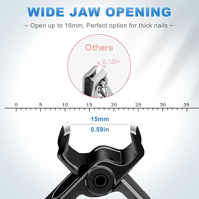 Toenail Clippers for Seniors Thick Toenails, Heavy Duty Large Nail Clippers with 15mm Wide Jaw Opening, Long Handle Toe Nail Clippers for Thick Nails Gifts for Men, Seniors Women