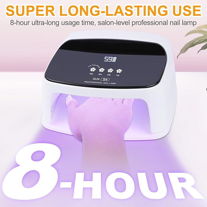 Cordless Nail Lamp, 288W 8 Hours Super Long-Lasting Rechargeable for Nail Art at Home and in Salons