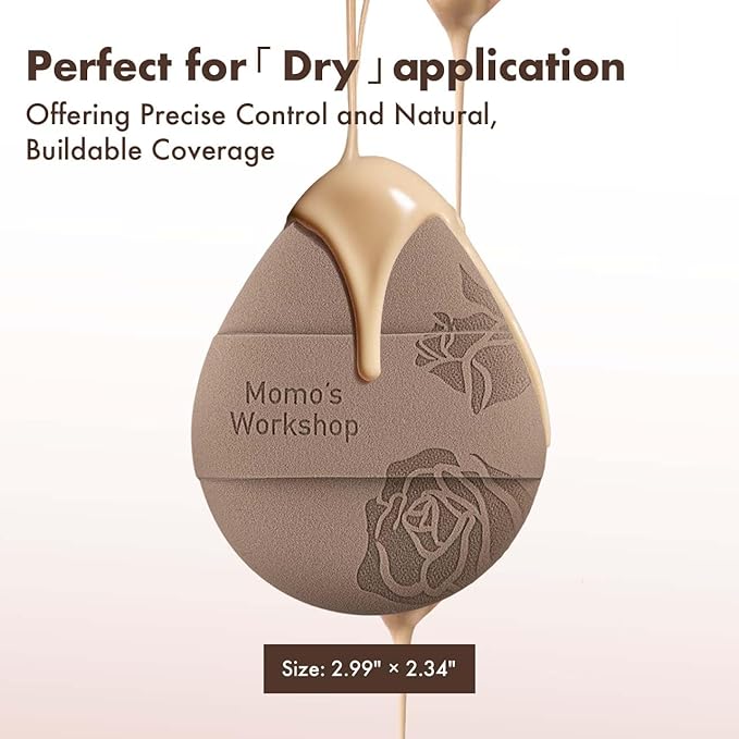 Rose Tatami Makeup Sponge Set,Double-Sided Egg Shape Rubycell for Liquid Foundations, Non-Absorbent & Fast Blending,Soft, Fluffy & Bouncy, 2 Beauty Puffs &Storage Case