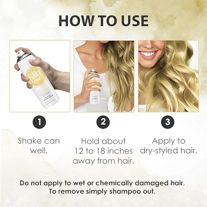 Punky Temporary Hair Highlight Spray – Beach Blonde, Washes Out, Temporary Hair Color Spray for Kids, Women, Hair-Dye, 3.5 oz, 2 Pack