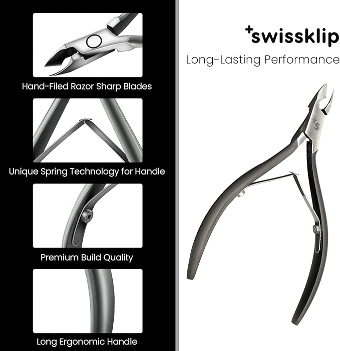 Swissker by Swissklip Cuticle Trimmer I Best Cuticle Remover I Cuticle Nippers, Cutter, Scissors I Nail Nipper used along with Cuticle Pusher Tool, Cuticle Clippers, Nail Cuticle Trimmer (Pack of 2)