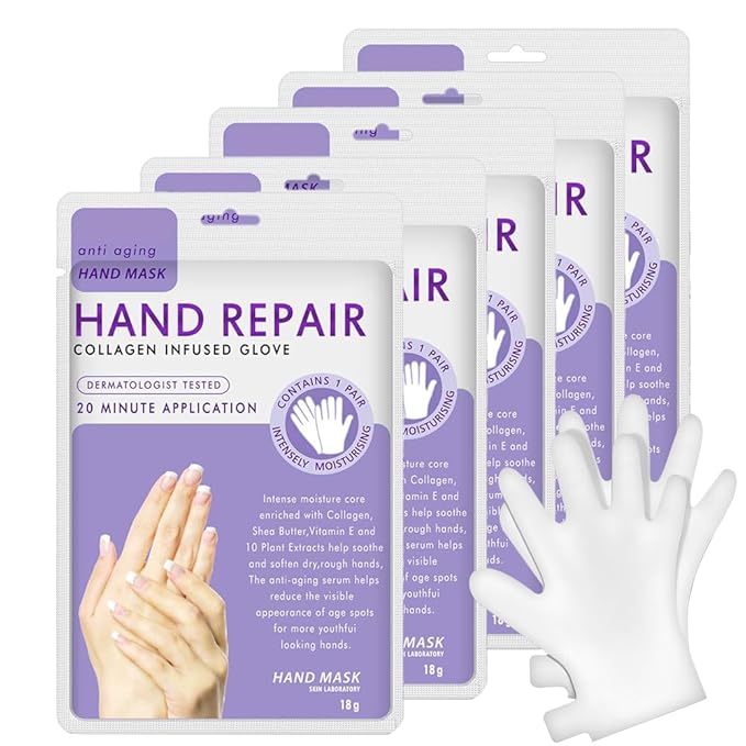 Hand Peel Mask Moisturizing Gloves 5Pack, Hydrating Hand Masks Repair Dry Cracked Hands, Skin Moisturizer for Soft and Smooth Touch