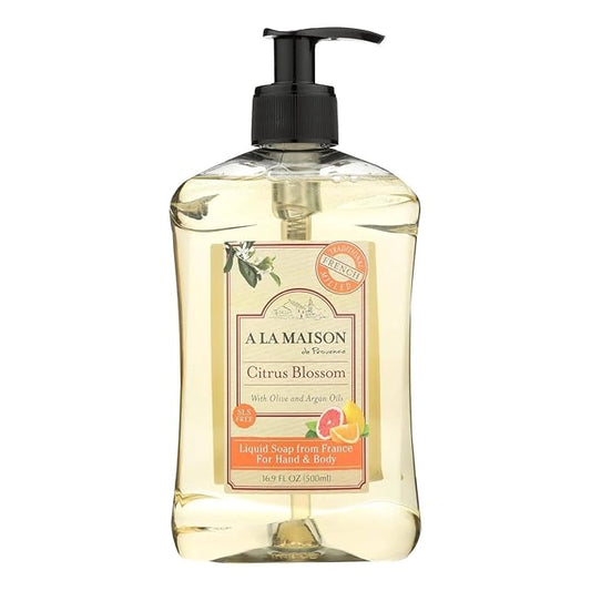 A LA MAISON French Liquid Hand Soap RefilL - Natural Hand Wash Made with Essential Oils - Biodegradable, Plant-Based, Vegan, Cruelty-Free (16.9 Fl Oz Bottle, Citrus Blossom)