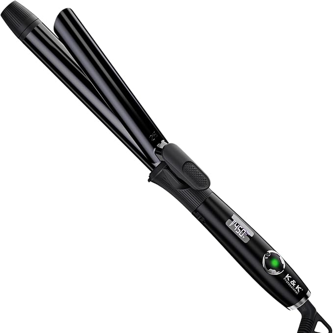 1 Inch Curling Iron with Clipped Tourmaline Ceramic Barrel Professional 1.25 Inch Hair Curler up to 450°F Dual Voltage for Traveling 60 Mins Auto Off Suit for Different (Black, 1 inch)