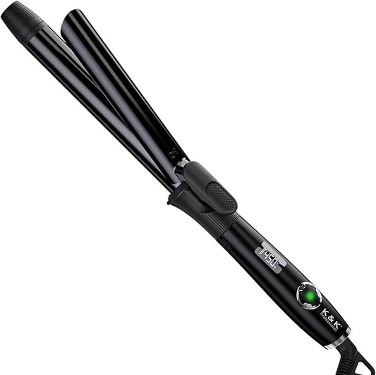 1 Inch Curling Iron with Clipped Tourmaline Ceramic Barrel Professional 1.25 Inch Hair Curler up to 450°F Dual Voltage for Traveling 60 Mins Auto Off Suit for Different (Black, 1 inch)