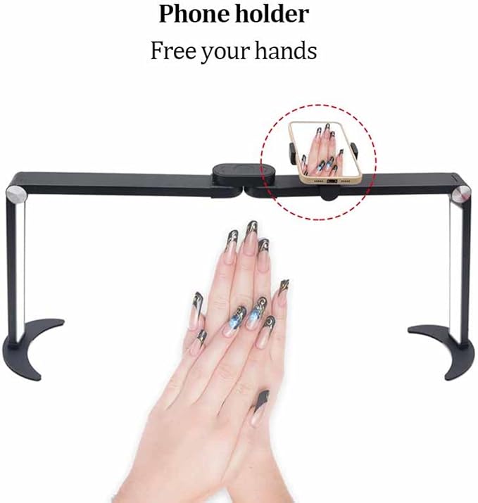 Foldable LED Nail Tech Lamp for Desk, Arc Half Moon Light with Phone Holder, 3 Color Temperature, Manicure Table Beauty Tattoo, Eyelash Extension
