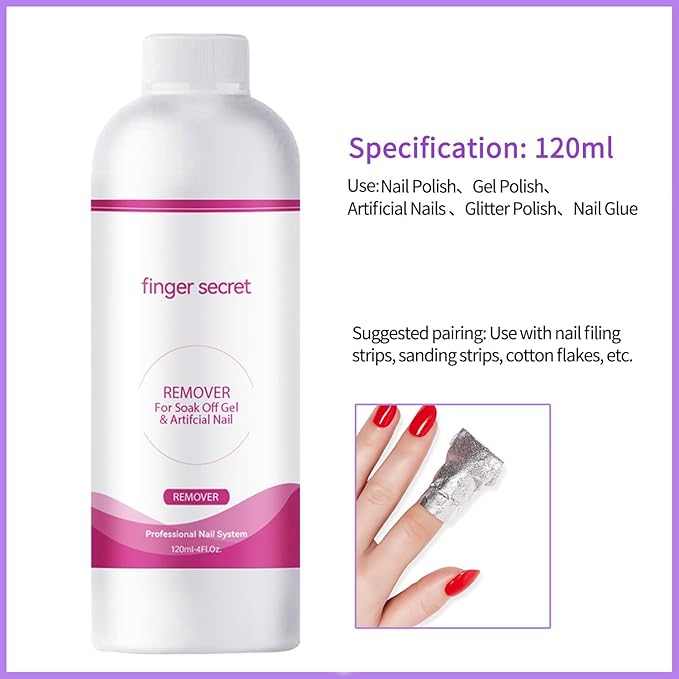 Nail Polish Remover Kit Nail Polish Remover & Slip Solution Polish Remover for Nails Slip Solution for Poly Gel Nails with Glass Cup Nail Cleaning pads