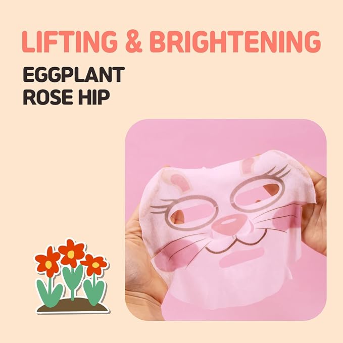 Epielle Character Face Mask Rabbit 6 Pack, Fun & Effective Korean Skin Care, Spa Party Favors, Stocking Stuffers, Birthday Gifts for Women, Thanksgiving Essentials