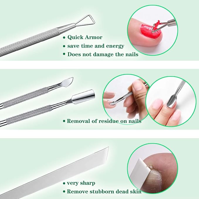 Ingrown Toenail Pedicure Tool Kit, Nail File and Nail Lifter Pusher Double-Sided nail Manicure Kit Stainless Steel(9 Piece Set)