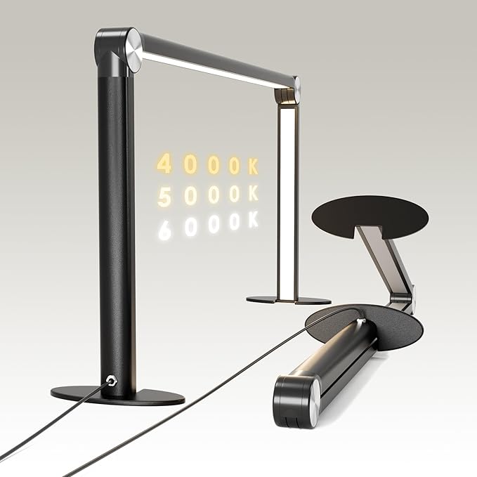 Nail Tech Lamp for Desk，30" 48W Professionals Led Light, Desk Lamp for Lash Eyelash Extension,Color Temperature 2700K-6000K,Full fold Makeup lamp,Salon&Home(Black)
