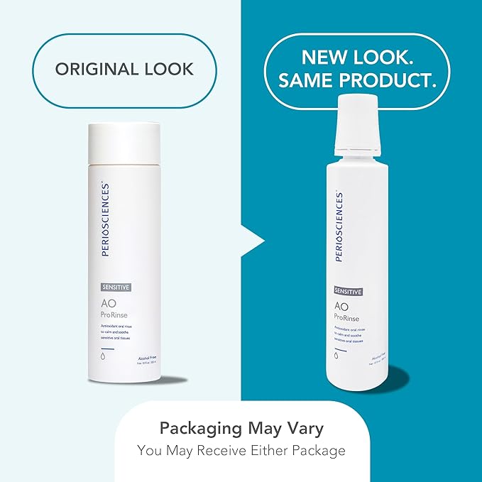 PerioSciences AO ProRinse Sensitive Teeth Mouthwash with Essential Oils and Antioxidants - Alcohol Free Mouthwash for Extreme Oral Sensations, 10 fl oz/300ml Pack of 2