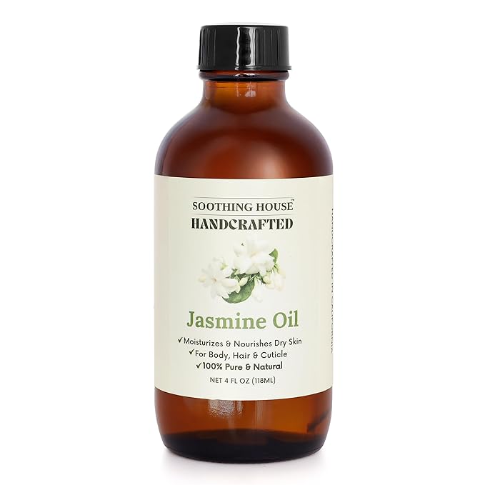 Jasmine Body, Hair & Nail Oil: Nourishing & Fast-Absorbing, Lightweight Glow, with Vitamin E, Jojoba & Sweet Almond, All-Natural, 4 Fl Oz