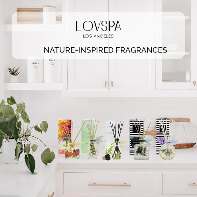 LOVSPA Reed Diffuser Set, Hawaiian Breeze Scented Oil Diffuser with Sticks, Home Fragrance Accessories for Bathroom Shelf Decor, Aroma Diffusers for Home or Office Desk, USA Made