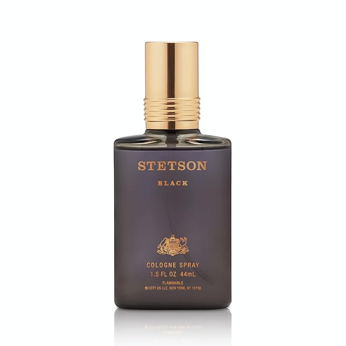Stetson Black - Cologne for Men - Woody, Dark and Spicy Scent with Fragrance Notes of Sandalwood, Spices, and Suede - 1.5 Fl Oz