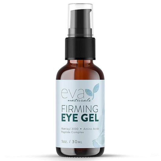 Eva Naturals Eye Gel for Dark Circles, Bags & Puffiness – Anti-Aging Serum with Peptides, Hyaluronic Acid & Botanicals – Firming Under Eye Treatment for Wrinkles, Fine Lines & Tired Skin – 1 oz