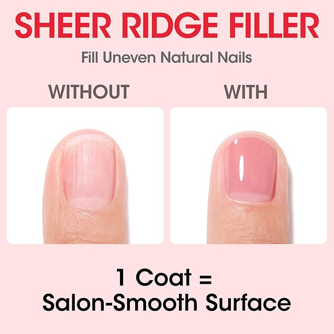GELLEN 4-In-1 Clear Nail Polish Base Coat Dusty Pink Tint, Sheer Rose Ridge Filler For Nails, Nail Strengthener Concealer, Calcium Formula Smoothes Strengthens Nails, Enhances Natural Look, HEMA Free