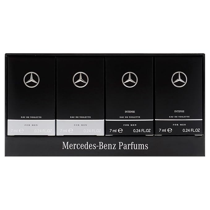 Mercedes-Benz Giftset - Mini Mens Cologne Set - For Men, For Men Intense - Long Lasting Cologne for Men - Men's Fragrances - Perfume for Men - 4 Pc