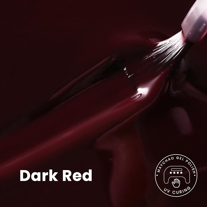 MAYCHAO 15ML Gel Nail Polish 1Pc Dark Red Gel Polish Soak Off UV LED Nail Polish Nail Art Starter Manicure Salon DIY at Home, 0.5 OZ