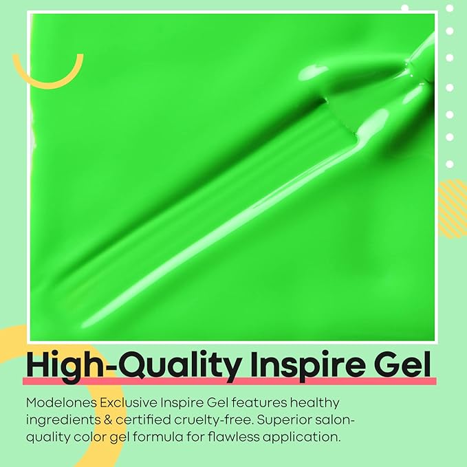 modelones Green Gel Nail Polish, 1 Pcs 15 ML Bright Green Summer Gel Polish Soak Off U V LED Spring Nail Polish Nail Art Starter Manicure Salon DIY at Home