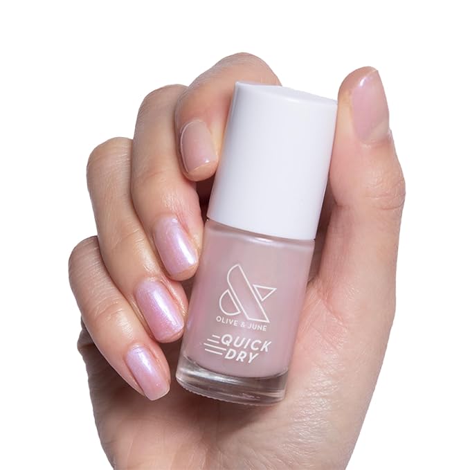 Olive & June Quick Dry Nail Polish | Instant Fast-Drying Smudgeproof Color | 15-free Vegan Cruelty-Free Formula | Lasts up to 5 Days |Salon-Quality Manicure Pedicure at Home |Baroque Pearly Iridescent