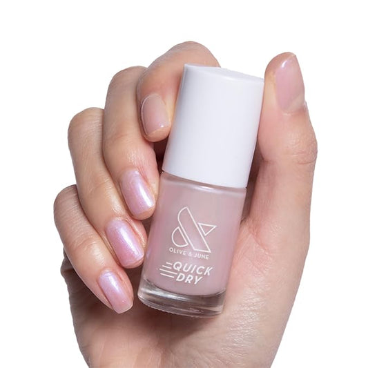Olive & June Quick Dry Nail Polish | Instant Fast-Drying Smudgeproof Color | 15-free Vegan Cruelty-Free Formula | Lasts up to 5 Days |Salon-Quality Manicure Pedicure at Home |Baroque Pearly Iridescent