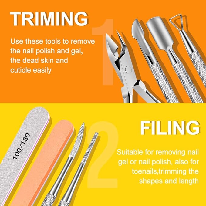 Nail File and Buffer, TsMADDTs Manicure and Pedicure Tool Kit with Files and Buffers Block Set, Polish Buffer, Cuticle Pusher, Cuticle Nipper, Peeler, File Lifters for Toenail,13pcs Nail Care Kit