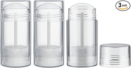 Tekson 2.5oz Empty Refillable Deodorant Containers, 3PCS Twist-UP Containers Tubes, Empty Balm Travel for Lotion Stick(Clear)