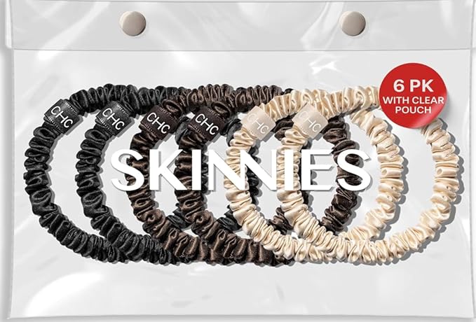 SUNDAYSILKS™ Luxurious Mulberry Silk Scrunchies for Women & Girls | No-Slip, Silky Hair Ties for Natural, Curly, Thin or Thick Hair | Gentle Hold for Ponytails & Sleep | Mini to Large Sizes [6 Pack]