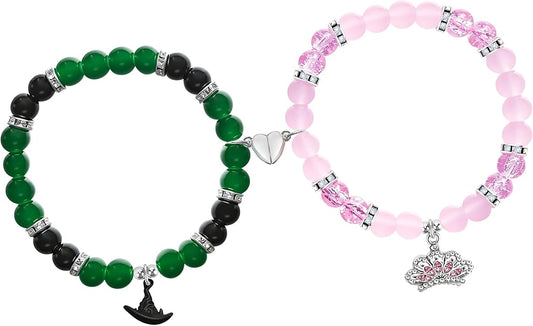 Wicked Friendship Bracelet for Women Magic Wand&Witch Hat Beaded Stretch Bracelet Wicked Gifts Fans Party Dress Costume Accessories