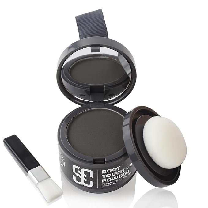 SOVONCARE Instantly Hairline Powder, Hairline Shadow Gray Hair Coverage Touch Up Hair Powder for Thinning Hair for Women Hair Root Touch Up Powder Hair Root Cover Up Conceals Hair Loss Black