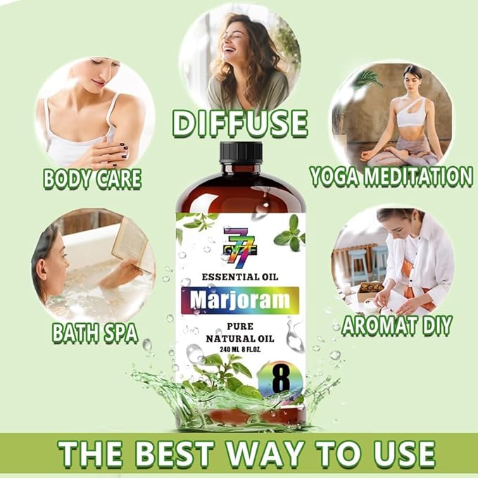 Marjoram Essential Oil (8 oz / 240 ml) – Marjoram Oils for diffusers, humidifiers, Home Baths, Cleaning Products, Yoga, DIY Soaps and DIY Scented Candles