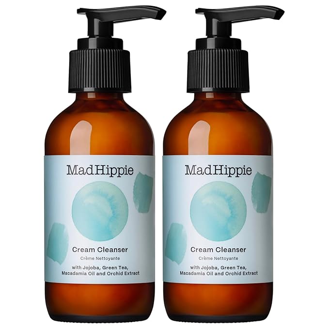 Mad Hippie Cream Cleanser 2-Pack – Gentle Formula with Hyaluronic Acid, Jojoba Oil & Green Tea, Skin Barrier Protection, 4 Oz Ea