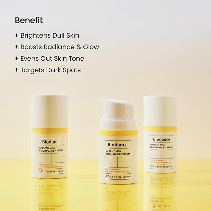 BIODANCE Radiant Vita Niacinamide Cream, Brightening, Dark Spot Correcting Facial Moisturizer, Korean Skincare, Stocking stuffers for teen girls | 1.69 fl.oz, 50ml