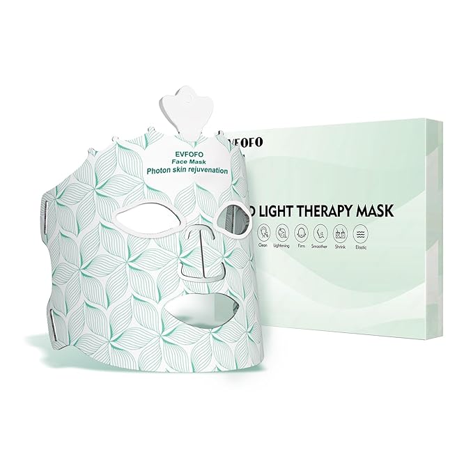 Red Light Photon Facial Mask, Wireless Rechargeable & Ergonomic Design with NIR, 850nm Infrared & Red Light Masks, Portable for Home & Travel