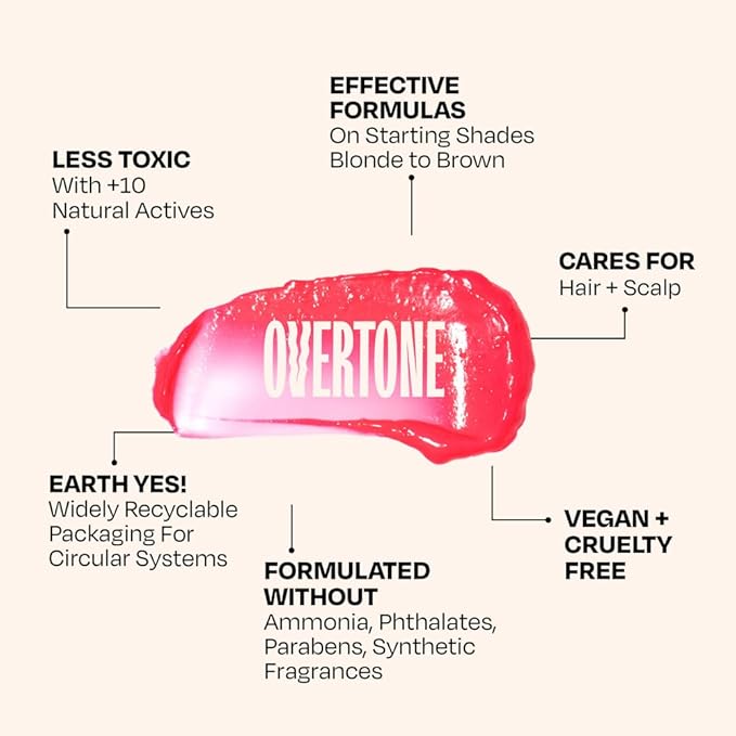 Overtone Daily Color Depositing Conditioner, Golden Rose, 4.5oz, Hydrating, Damage-Free Temporary Hair Color for All Hair Types with Shea Butter & Coconut Oil, Vegan & Cruelty-Free