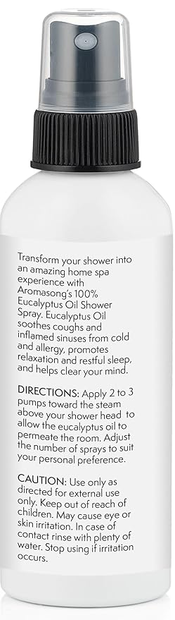 Aromasong Eucalyptus Shower Spray Aromatherapy – 100% Natural Eucalyptus Spray for Shower – Made in USA, Pure Essential Oil Mist for Sinus Relief & Spa-Like Steam, 4 fl oz
