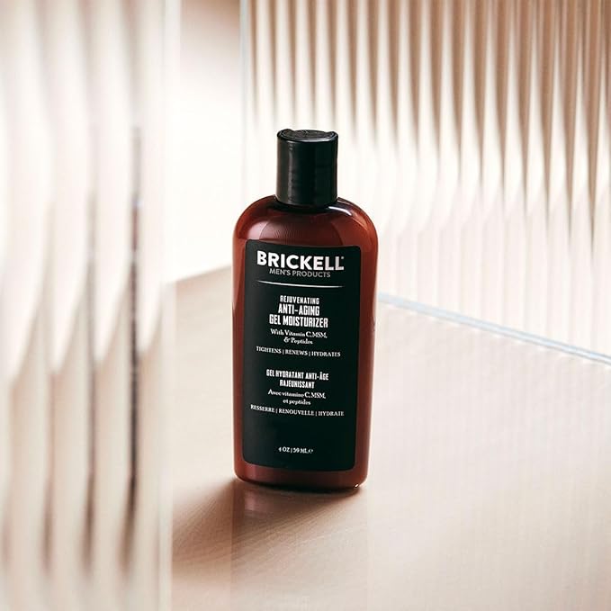 Brickell Men's Rejuvenating Anti-Aging Gel Moisturizer For Men, Natural and Organic, Fast Absorbing Moisturizer Reduces Fine Lines and Wrinkles (Scented, 4 oz)