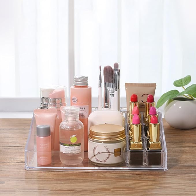 Ciieeo Nail Polish Organizer Case Small Acrylic Lipstick Holder 6 Slots Clear Lipstick Organizer Case Lipgloss Display Stand Rack for Lipgloss Nail Polish Display